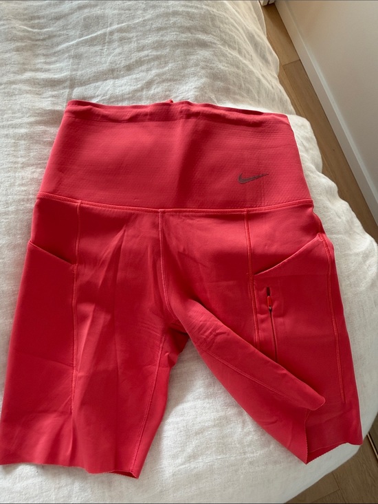 Nike Pants - Nike Girls Red High-Waist Bike Shorts with Side Pockets